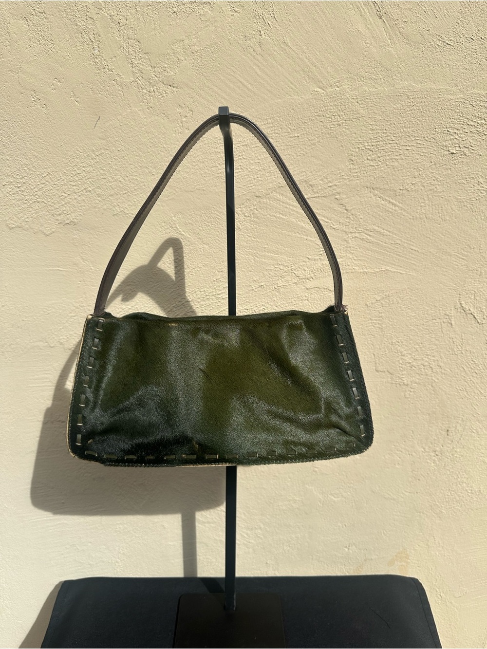 🫑Coach Dark Olive Green Calf Hair Shoulder Bag 9470. 🫑